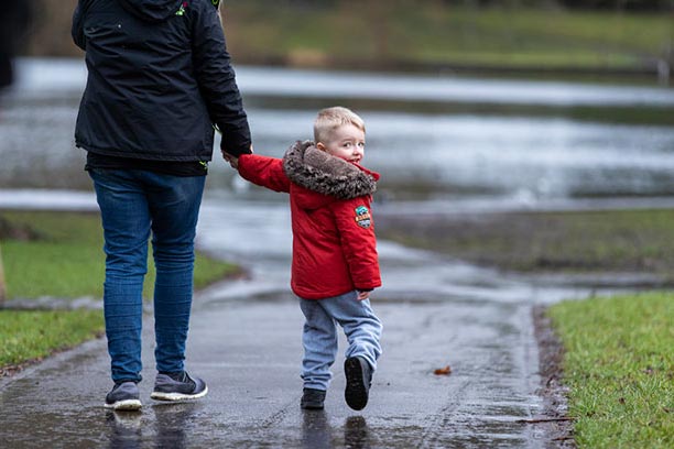 a boy going a walk