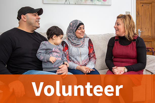 Volunteer with family at home
